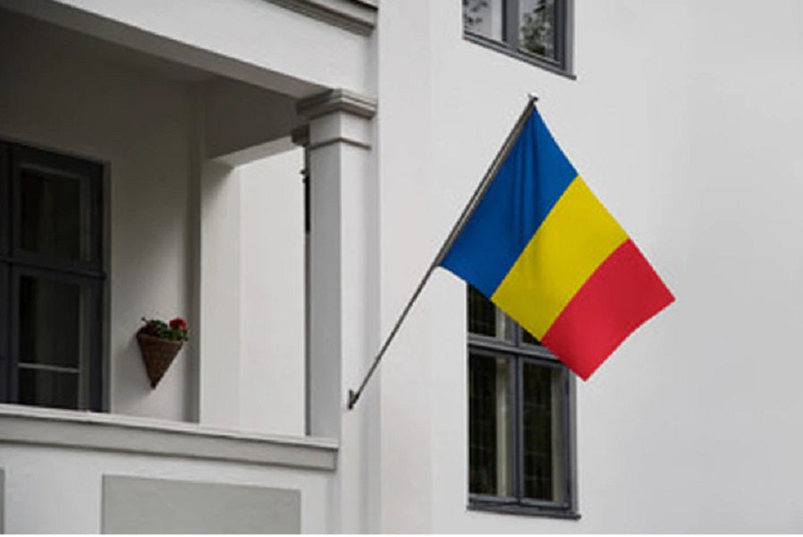 Steag Tricolor Romania, Flippy, Cu bat pentru fixare pe perete, 90 x 150 cm