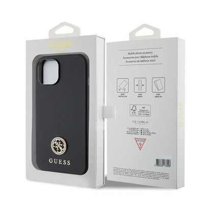 Husă Guess Hardcase pentru iPhone 15 Plus 6.7" - Black/Black, Colecția Strass Metal Logo