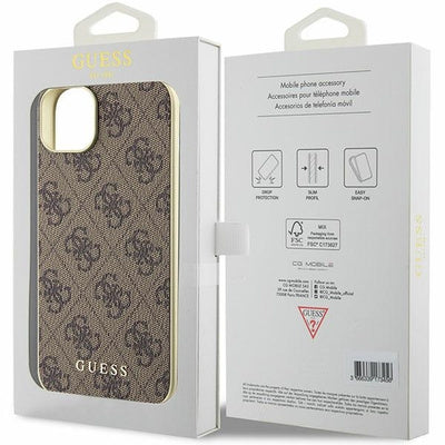 Husă Guess Hardcase pentru iPhone 15 Plus 6.7" - Brown/Brown, Colecția 4G Charms