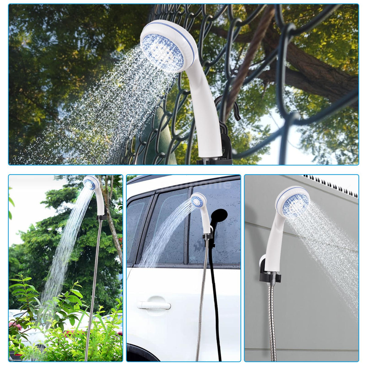 Duș Portabil de Camping cu Robinet Incorporat, USB pentru Interior/Exterior