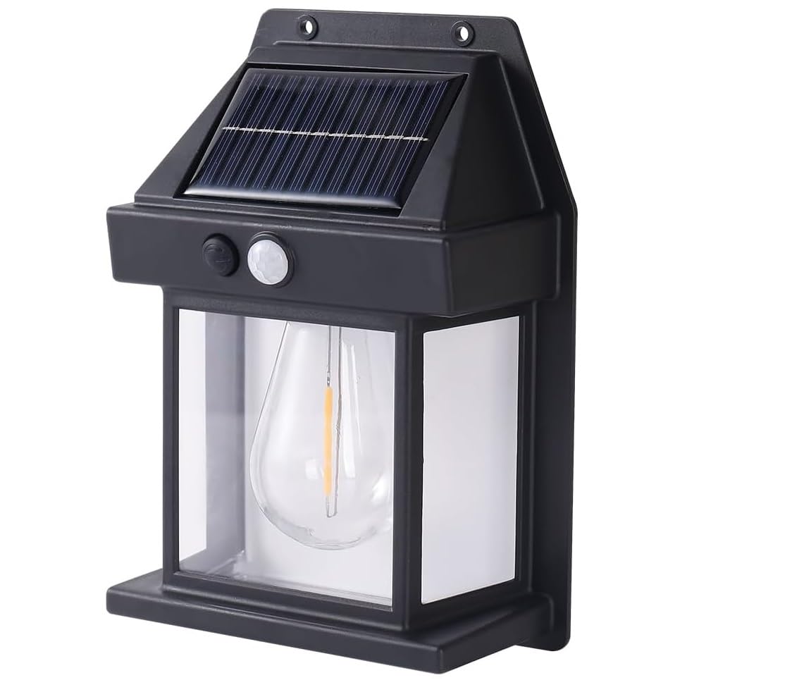 Set 4 x Lampa Solara de Perete în Formă de Felinar, cu Senzor de Mișcare, 18W