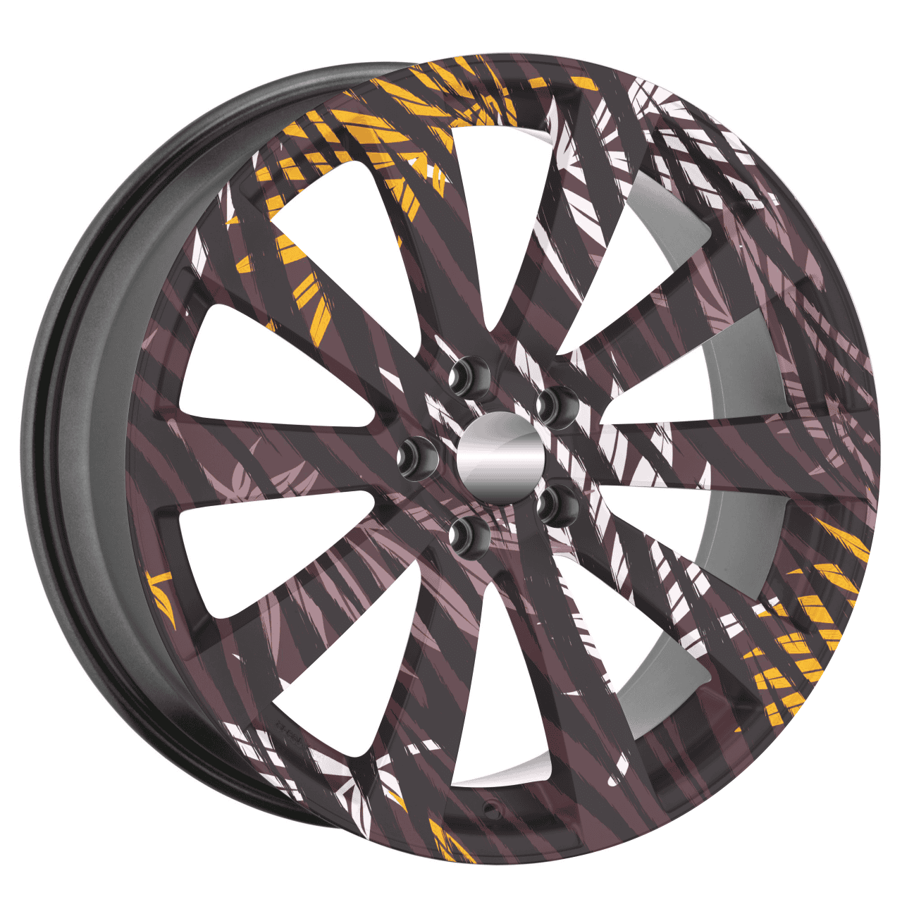 Set 4 Folii Imprimate Outdoor cu EcoSolvent, autoadezive, pentru decorarea jantelor auto, dimetru 60 cm, model FJT-03-3