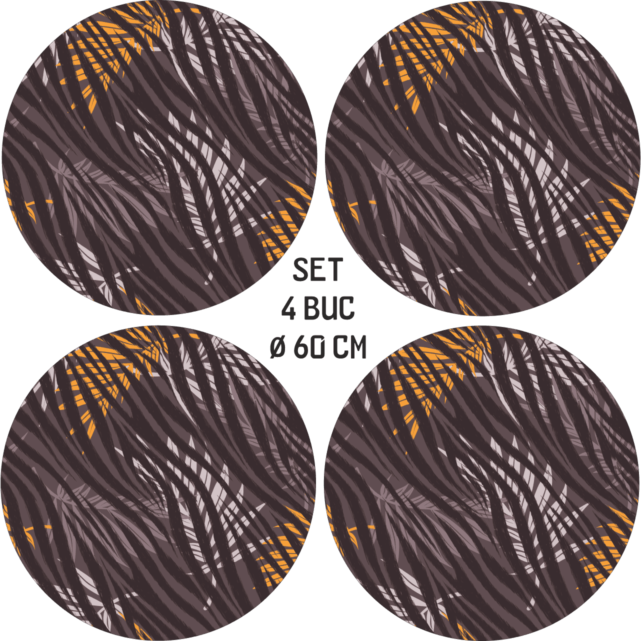 Set 4 Folii Imprimate Outdoor cu EcoSolvent, autoadezive, pentru decorarea jantelor auto, dimetru 60 cm, model FJT-03-1