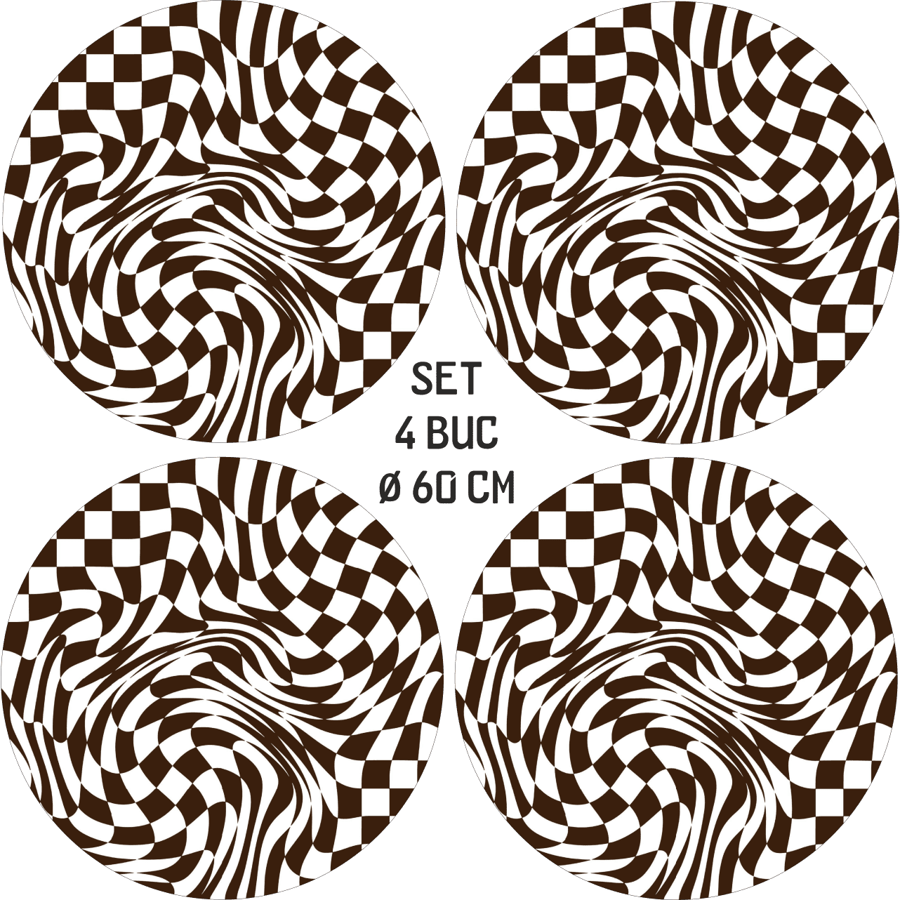 Set 4 Folii Imprimate Outdoor cu EcoSolvent, autoadezive, pentru decorarea jantelor auto, dimetru 60 cm, model FJT-04-3
