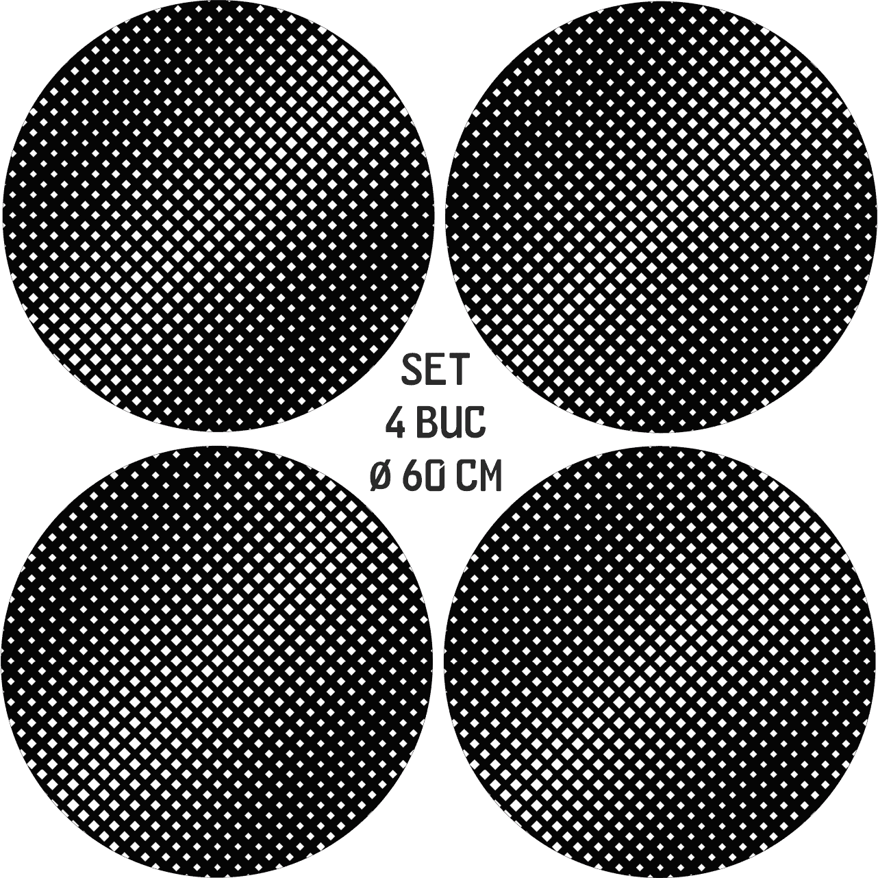 Set 4 Folii Imprimate Outdoor cu EcoSolvent, autoadezive, pentru decorarea jantelor auto, dimetru 60 cm, model FJT-05-3