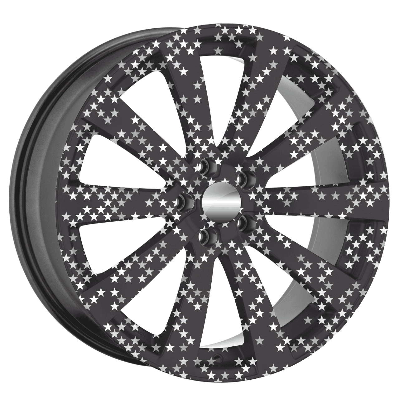 Set 4 Folii Imprimate Outdoor cu EcoSolvent, autoadezive, pentru decorarea jantelor auto, dimetru 60 cm, model FJT-06-2