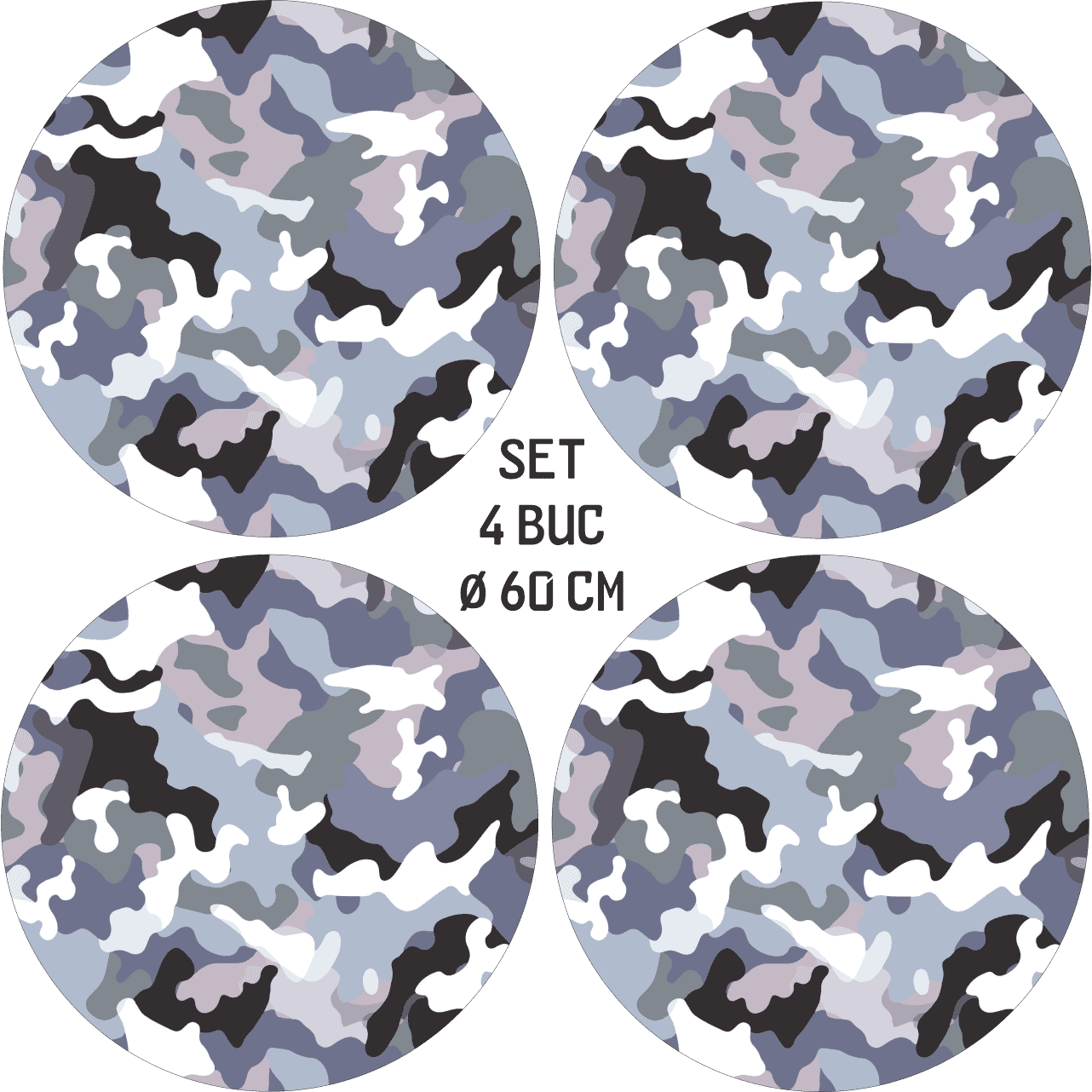 Set 4 Folii Imprimate Outdoor cu EcoSolvent, autoadezive, pentru decorarea jantelor auto, dimetru 60 cm, model FJT-08-3