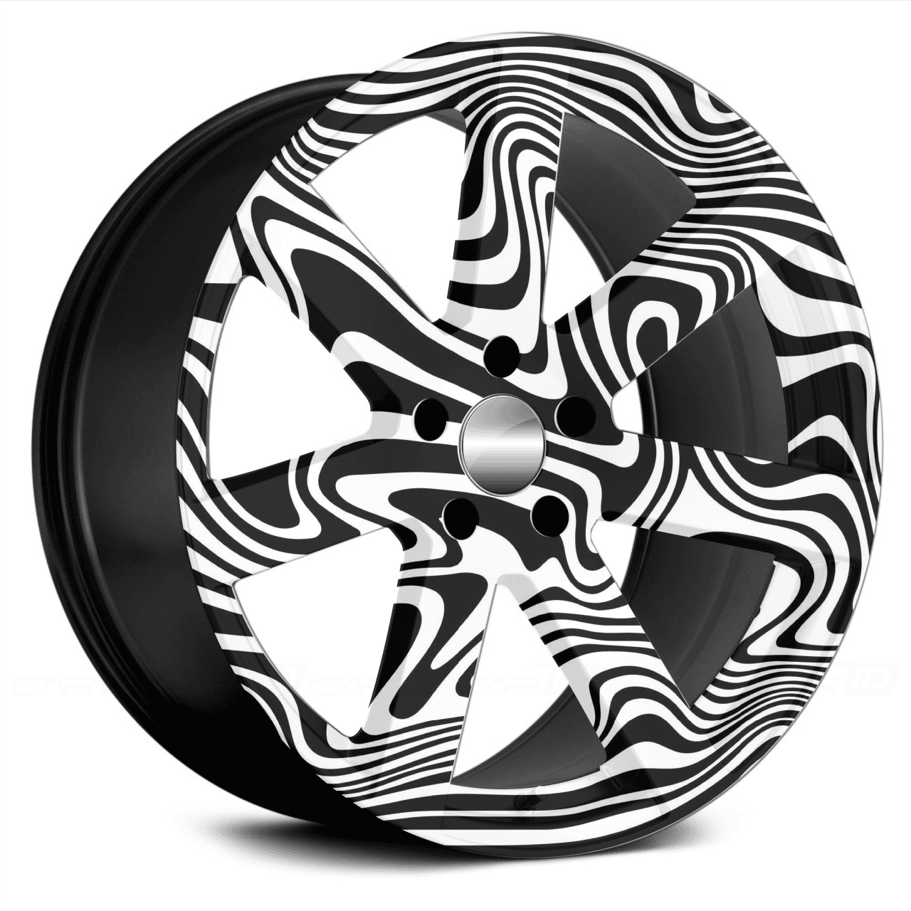 Set 4 Folii Imprimate Outdoor cu EcoSolvent, autoadezive, pentru decorarea jantelor auto, dimetru 60 cm, model FJT-09-1