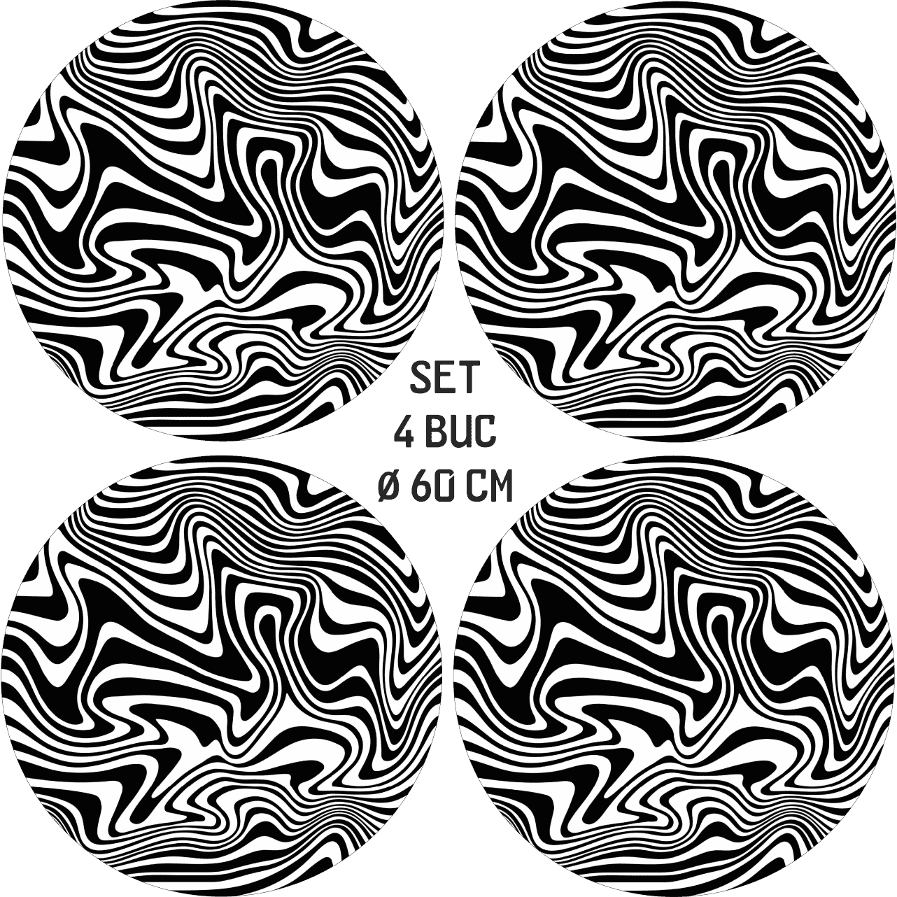 Set 4 Folii Imprimate Outdoor cu EcoSolvent, autoadezive, pentru decorarea jantelor auto, dimetru 60 cm, model FJT-09-3