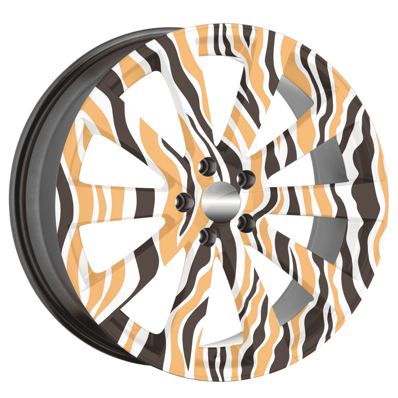 Set 4 Folii Imprimate Outdoor cu EcoSolvent, autoadezive, pentru decorarea jantelor auto, dimetru 60 cm, model FJT-14-2