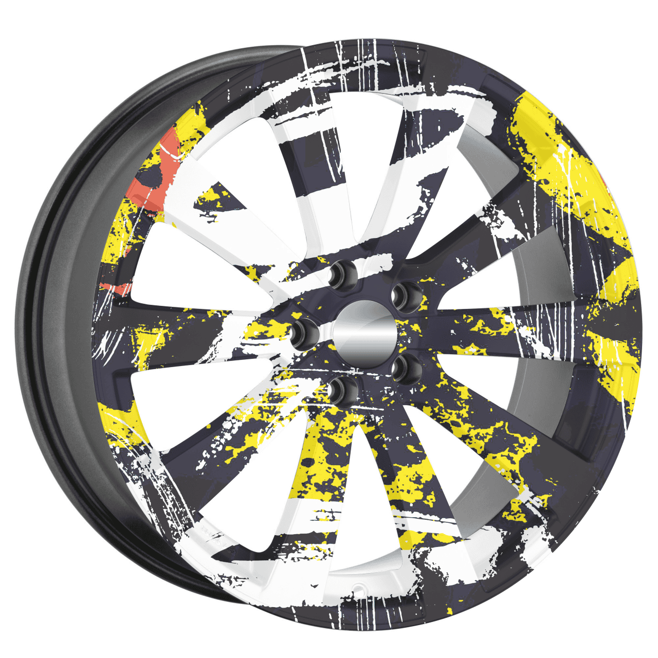 Set 4 Folii Imprimate Outdoor cu EcoSolvent, autoadezive, pentru decorarea jantelor auto, dimetru 60 cm, model FJT-16-2