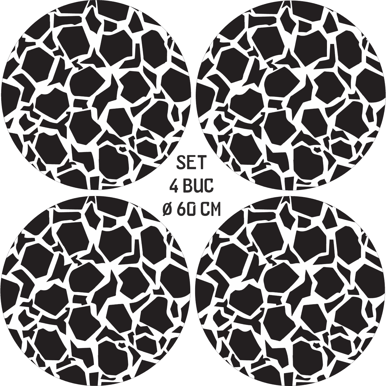 Set 4 Folii Imprimate Outdoor cu EcoSolvent, autoadezive, pentru decorarea jantelor auto, dimetru 60 cm, model FJT-18-3