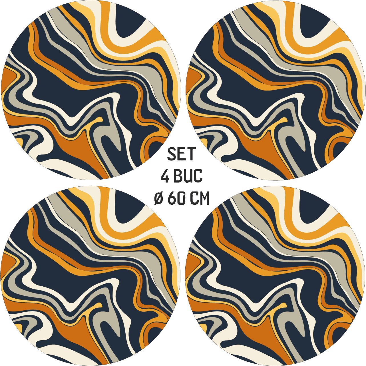 Set 4 Folii Imprimate Outdoor cu EcoSolvent, autoadezive, pentru decorarea jantelor auto, dimetru 60 cm, model FJT-21-3