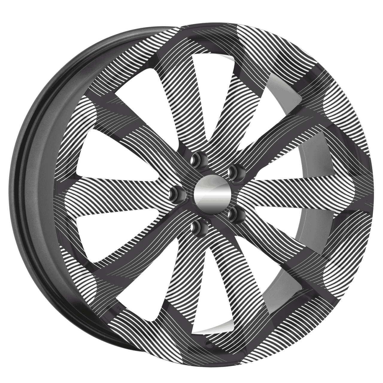 Set 4 Folii Imprimate Outdoor cu EcoSolvent, autoadezive, pentru decorarea jantelor auto, dimetru 60 cm, model FJT-22-2