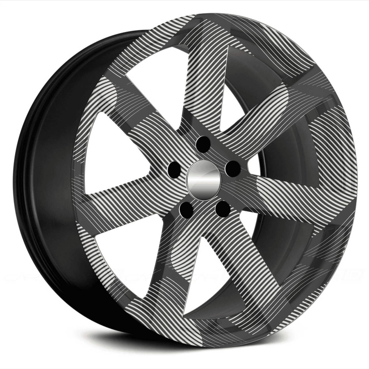Set 4 Folii Imprimate Outdoor cu EcoSolvent, autoadezive, pentru decorarea jantelor auto, dimetru 60 cm, model FJT-22-4