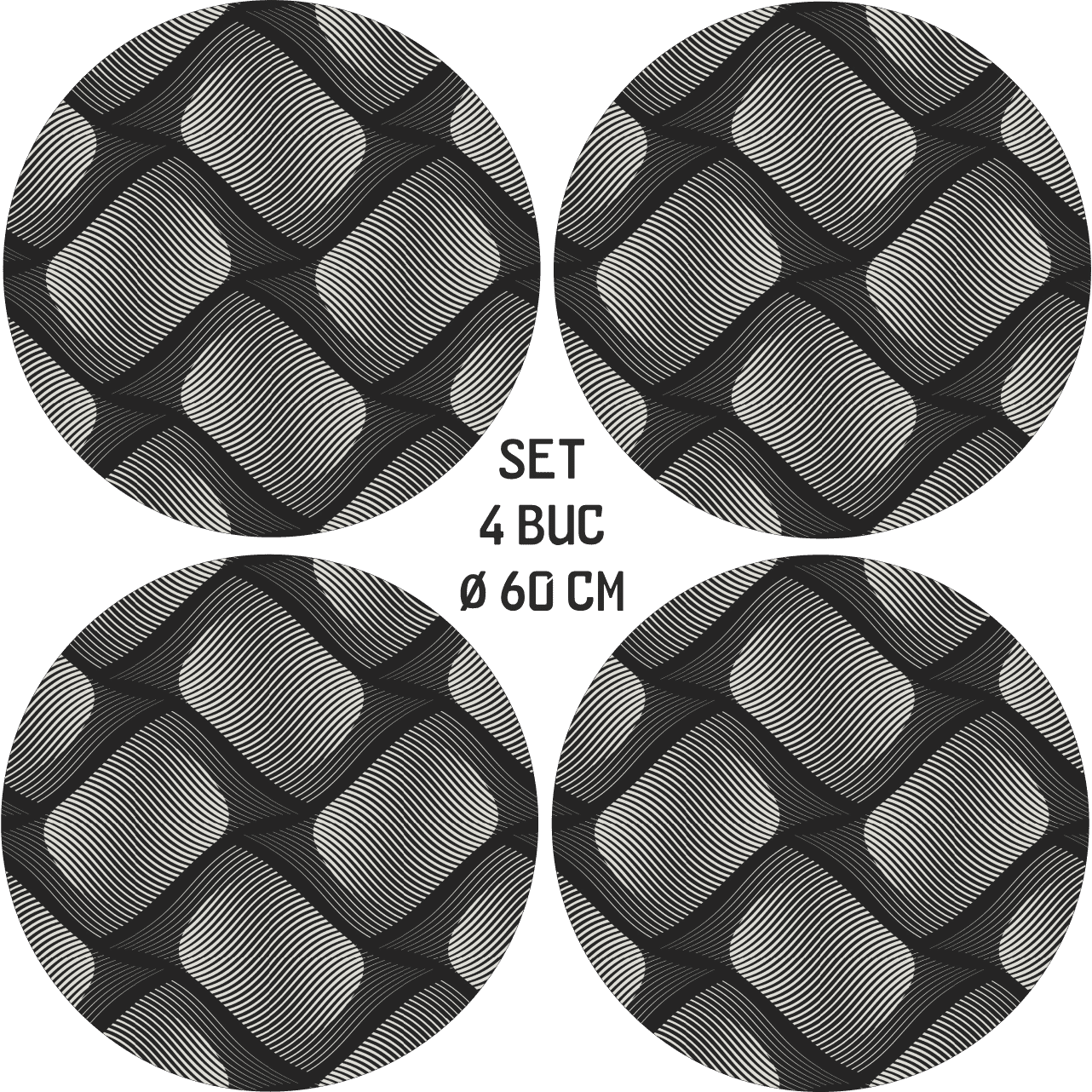 Set 4 Folii Imprimate Outdoor cu EcoSolvent, autoadezive, pentru decorarea jantelor auto, dimetru 60 cm, model FJT-22-3
