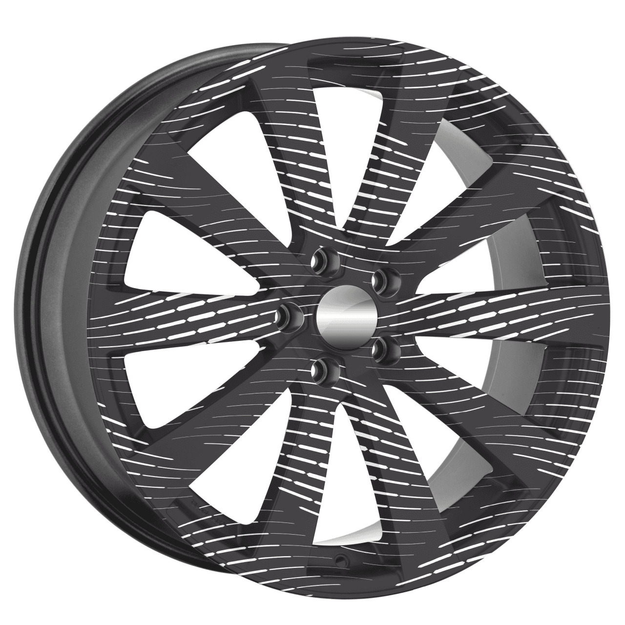 Set 4 Folii Imprimate Outdoor cu EcoSolvent, autoadezive, pentru decorarea jantelor auto, dimetru 60 cm, model FJT-23-2