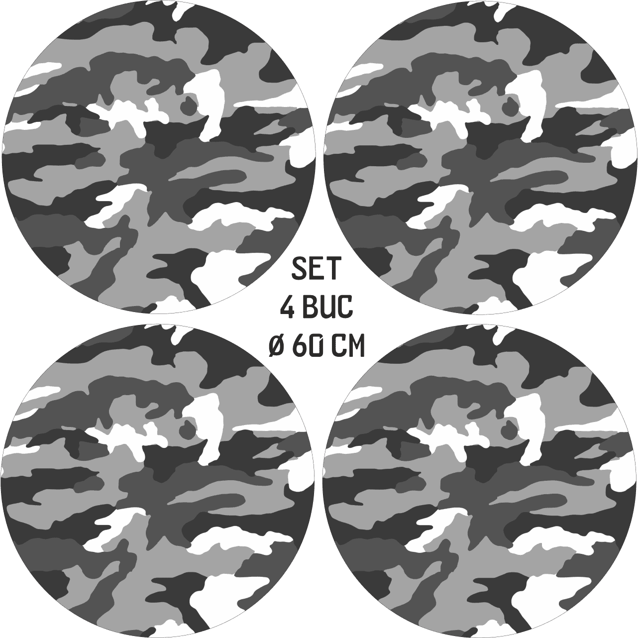 Set 4 Folii Imprimate Outdoor cu EcoSolvent, autoadezive, pentru decorarea jantelor auto, dimetru 60 cm, model FJT-24-3
