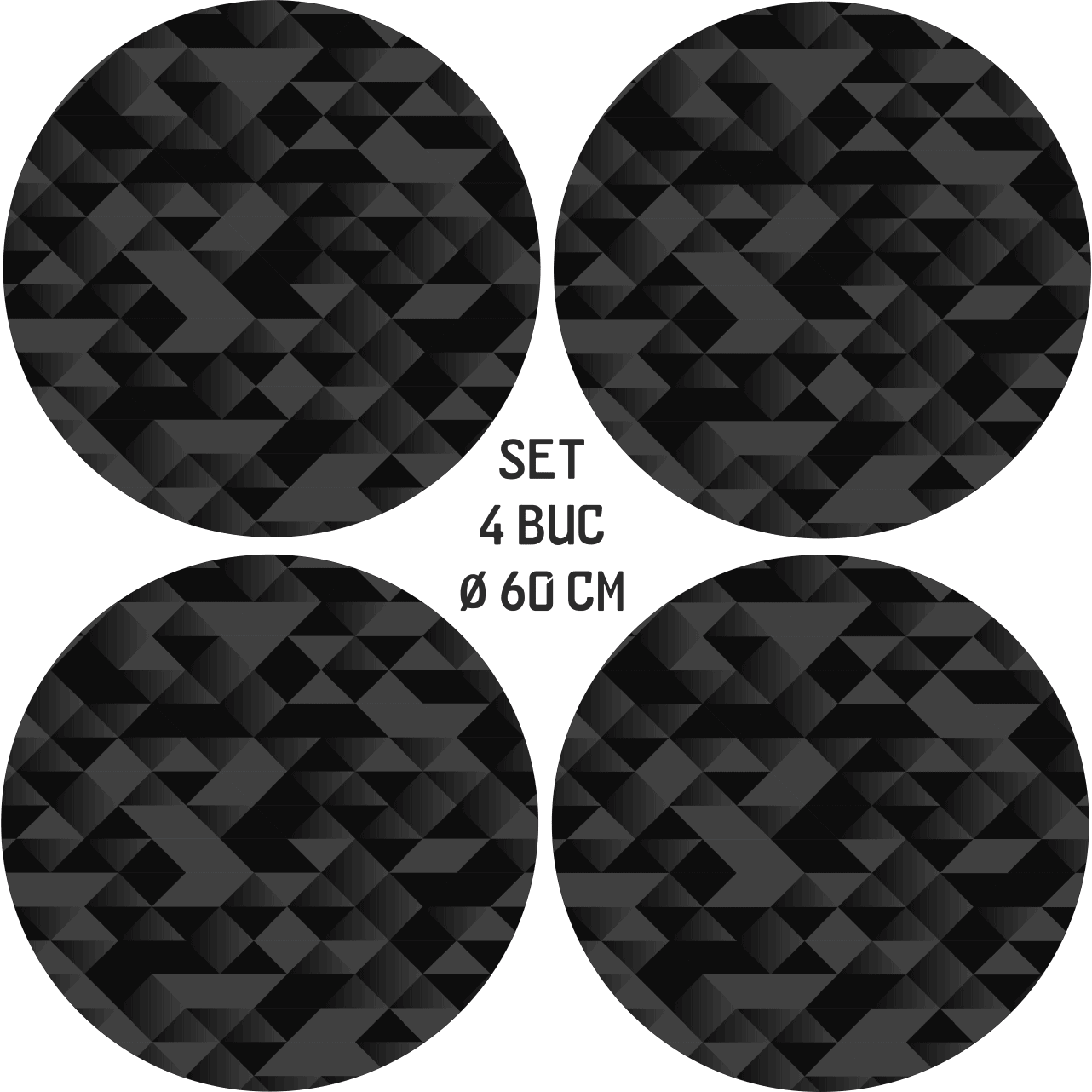 Set 4 Folii Imprimate Outdoor cu EcoSolvent, autoadezive, pentru decorarea jantelor auto, dimetru 60 cm, model FJT-25-3