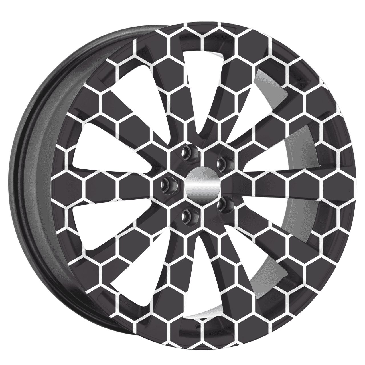 Set 4 Folii Imprimate Outdoor cu EcoSolvent, autoadezive, pentru decorarea jantelor auto, dimetru 60 cm, model FJT-26-2