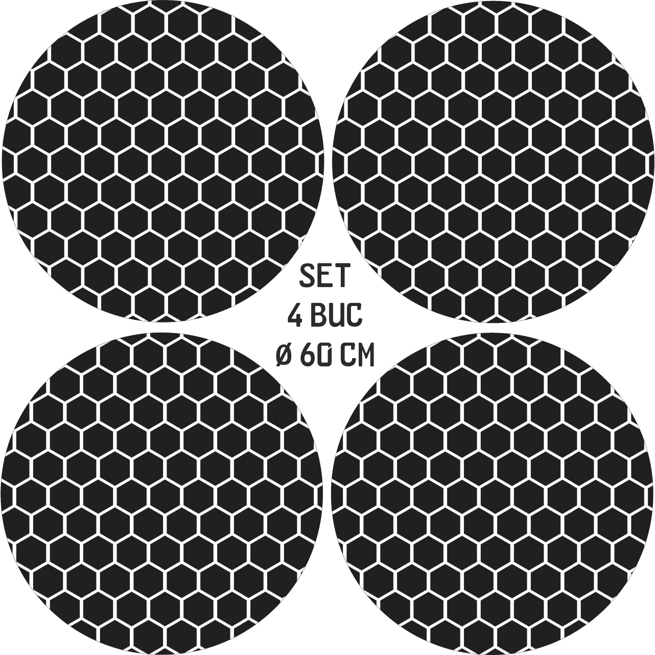 Set 4 Folii Imprimate Outdoor cu EcoSolvent, autoadezive, pentru decorarea jantelor auto, dimetru 60 cm, model FJT-26-3