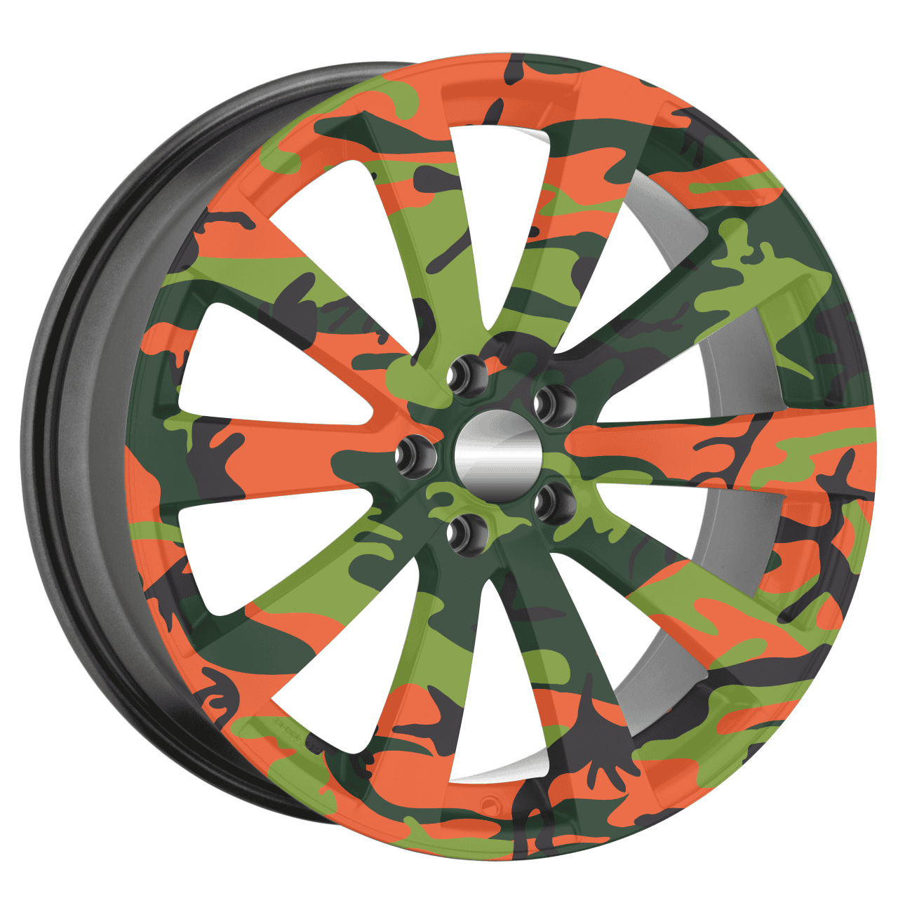 Set 4 Folii Imprimate Outdoor cu EcoSolvent, autoadezive, pentru decorarea jantelor auto, dimetru 60 cm, model FJT-29-1