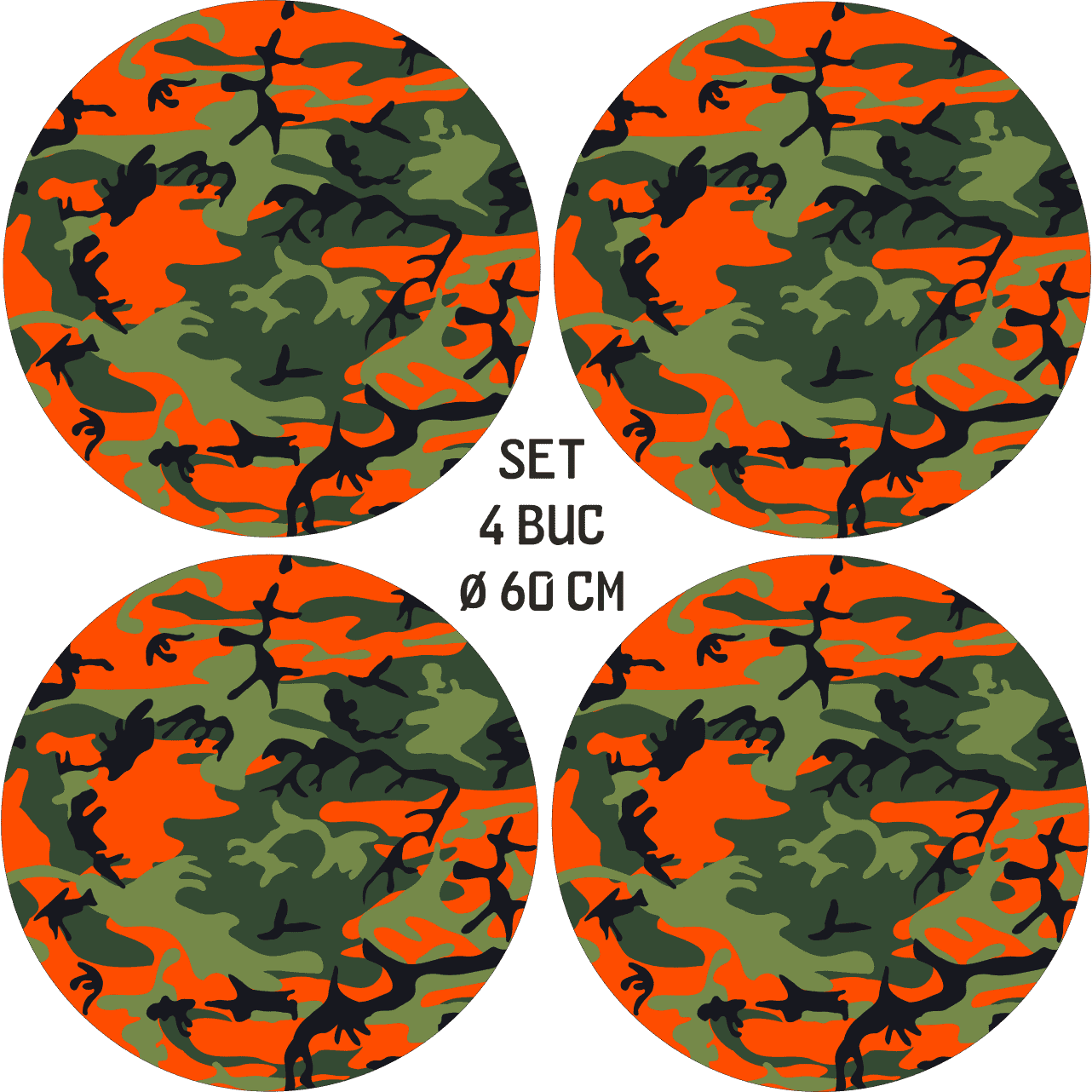 Set 4 Folii Imprimate Outdoor cu EcoSolvent, autoadezive, pentru decorarea jantelor auto, dimetru 60 cm, model FJT-29-3