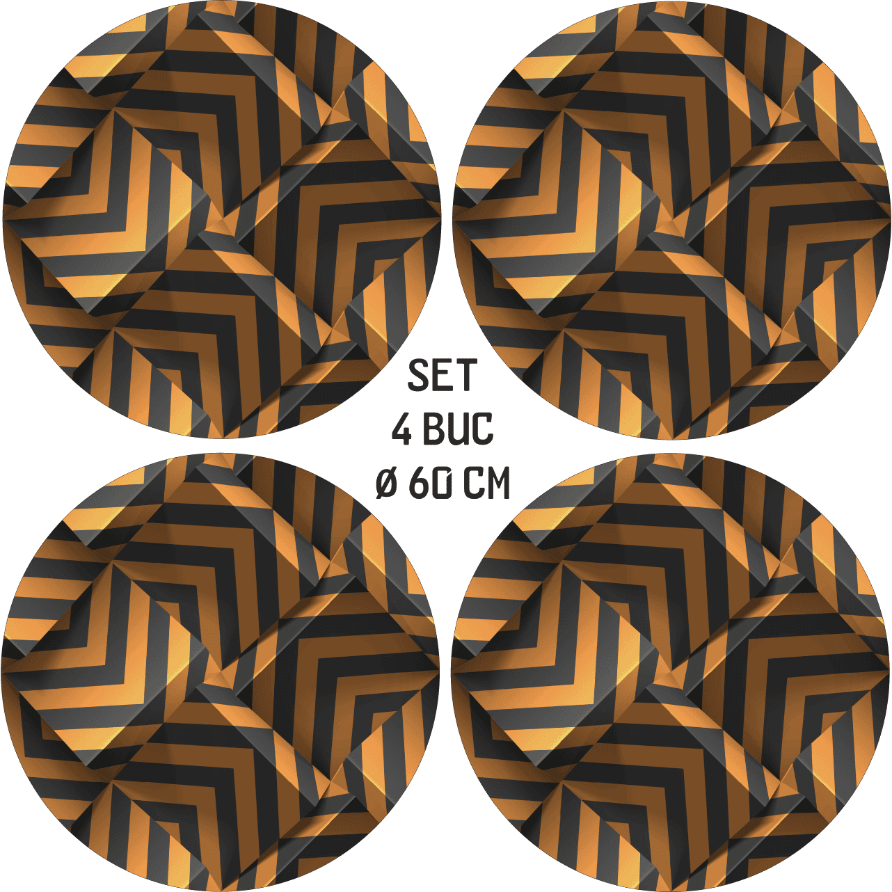 Set 4 Folii Imprimate Outdoor cu EcoSolvent, autoadezive, pentru decorarea jantelor auto, dimetru 60 cm, model FJT-30-3