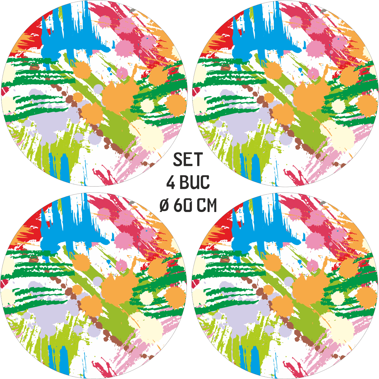 Set 4 Folii Imprimate Outdoor cu EcoSolvent, autoadezive, pentru decorarea jantelor auto, dimetru 60 cm, model FJT-33-3