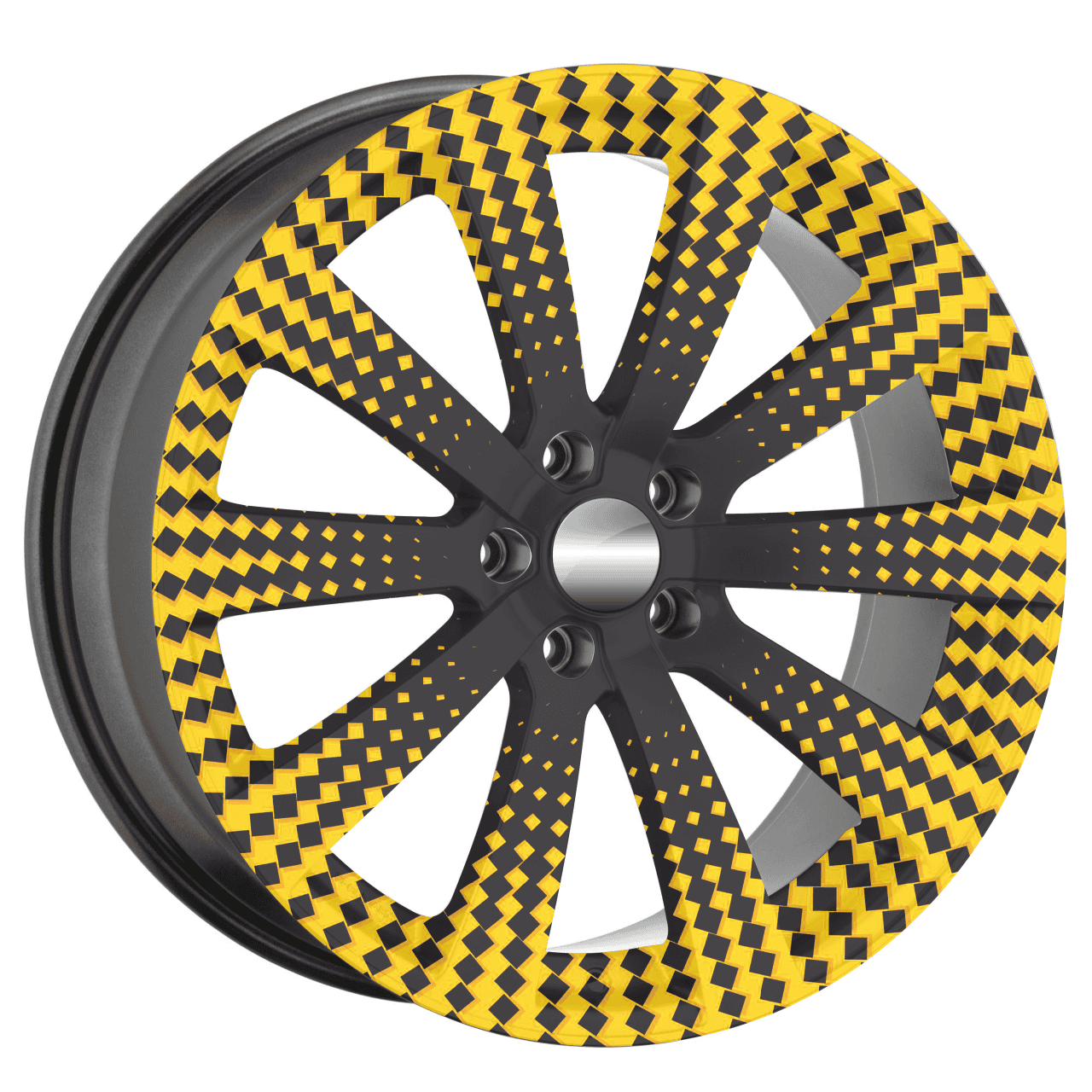 Set 4 Folii Imprimate Outdoor cu EcoSolvent, autoadezive, pentru decorarea jantelor auto, dimetru 60 cm, model FJT-40-2