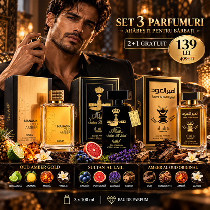 Set 3 Parfumuri Arăbești pentru Bărbați 100 ml – 2+1 GRATUIT