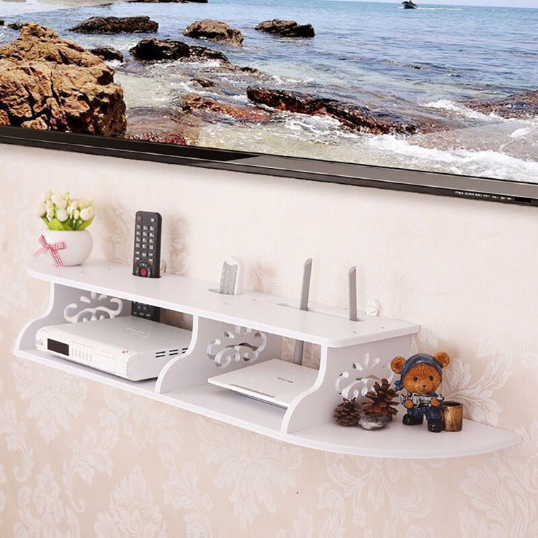 Raft suport de perete cu polite pentru flori si router 03