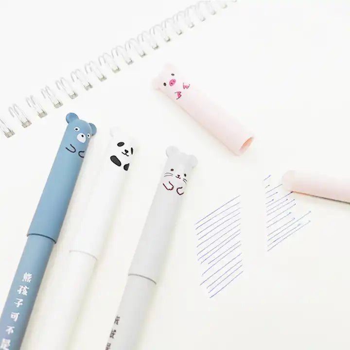 Set 4 Pixuri cu Cerneală Care Se Șterge - Model Animaluțe cu Urechiușe