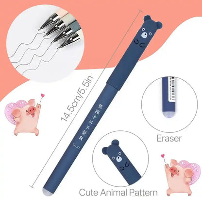 Set 4 Pixuri cu Cerneală Care Se Șterge - Model Animaluțe cu Urechiușe