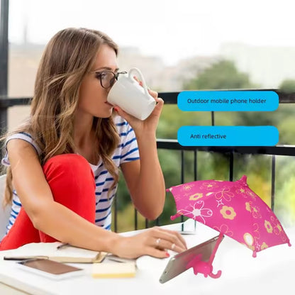 Mini Umbrelă pentru Telefon, Laptop, Tableta, cu Suport de Prindere cu Ventuza - ROZ