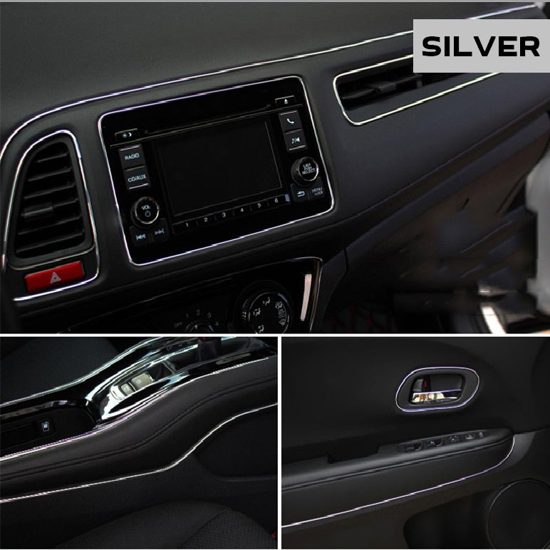 Banda decor interior crom TUNING, 5m, ARGINTIU-0