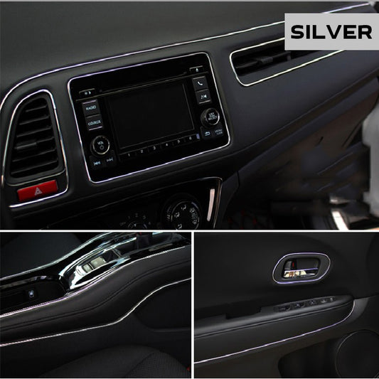 Banda decor interior crom TUNING, 5m, ARGINTIU-0