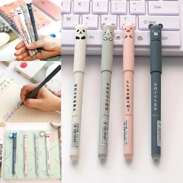 Set 4 Pixuri cu Cerneală Care Se Șterge - Model Animaluțe cu Urechiușe