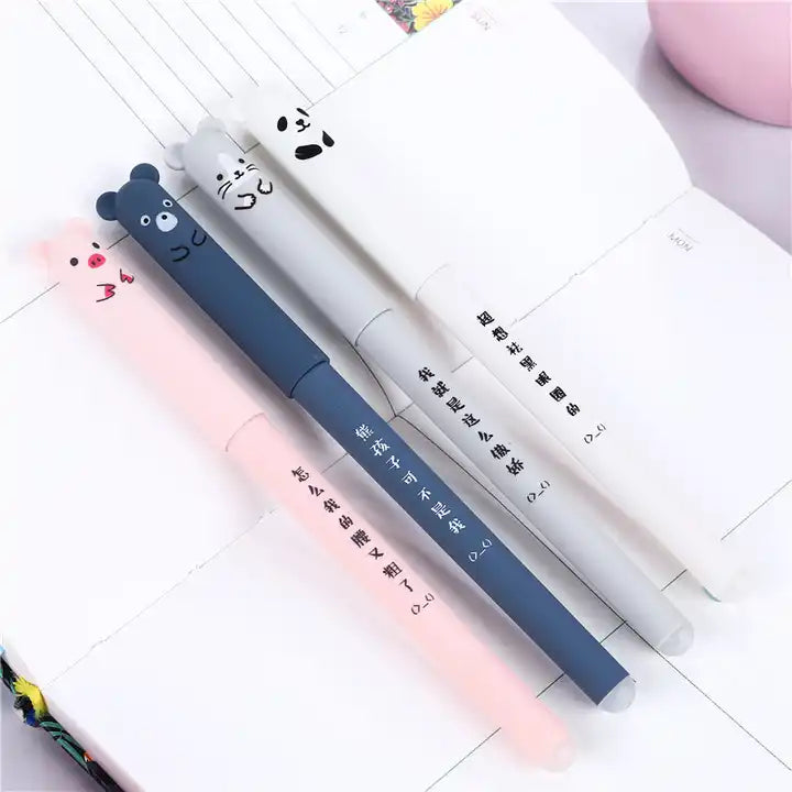 Set 4 Pixuri cu Cerneală Care Se Șterge - Model Animaluțe cu Urechiușe