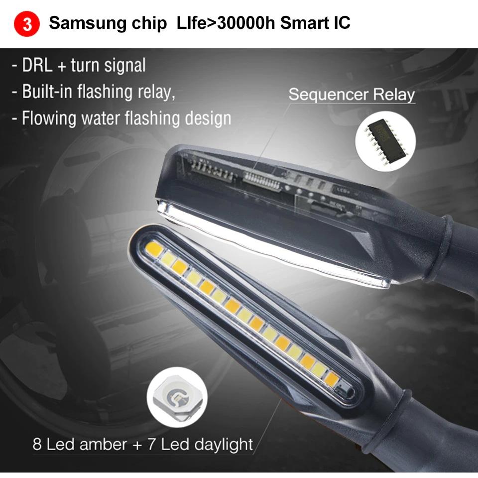 Set 2 lampi Semnalizare Moto SECVENTIALA, cu 2 functii, pozitie si semnalizare, 12V-6