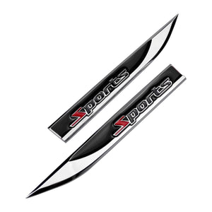 Set 2 embleme auto metalice SPORTS, reliefate 3D, dimensiune 14.6 x 1,8 cm-0