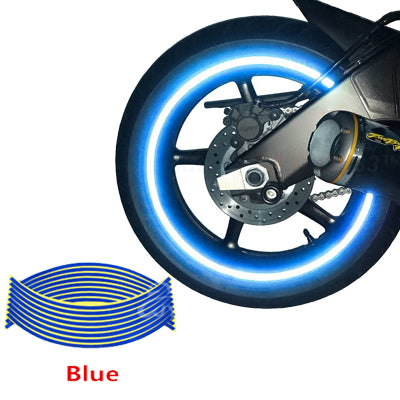 Set 16 ornamente Reflectorizante pentru jante auto, moto, culoare Albastra-0
