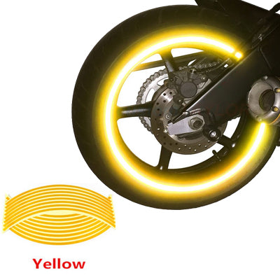 Set 16 ornamente Reflectorizante pentru jante auto, moto, culoare Galben-0