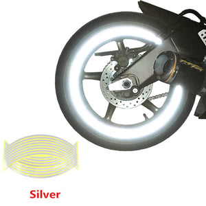 Set 16 ornamente Reflectorizante pentru jante auto, moto, culoare Argintiu-0