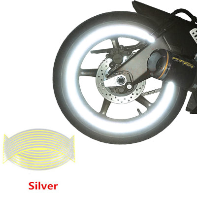 Set 16 ornamente Reflectorizante pentru jante auto, moto, culoare Argintiu-0