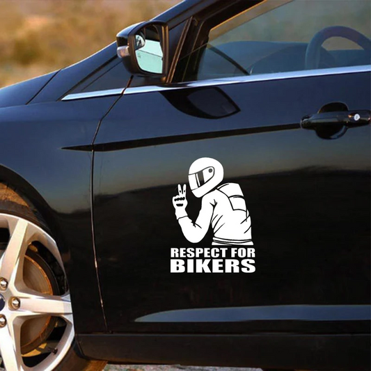 Sticker autoadeziv pentru vehicule Off Road, model "Respect For Bikers", dimensiune 17 x 12 cm, culoare Alba-0