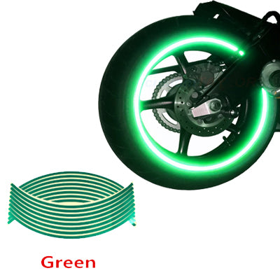 Set 16 ornamente Reflectorizante pentru jante auto, moto, culoare Verde-0