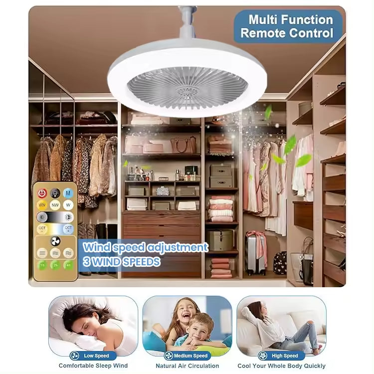 VENTILATOR DE TAVAN CU TELECOMANDĂ ȘI LUMINĂ 30W LED LAMPA FAN SMART