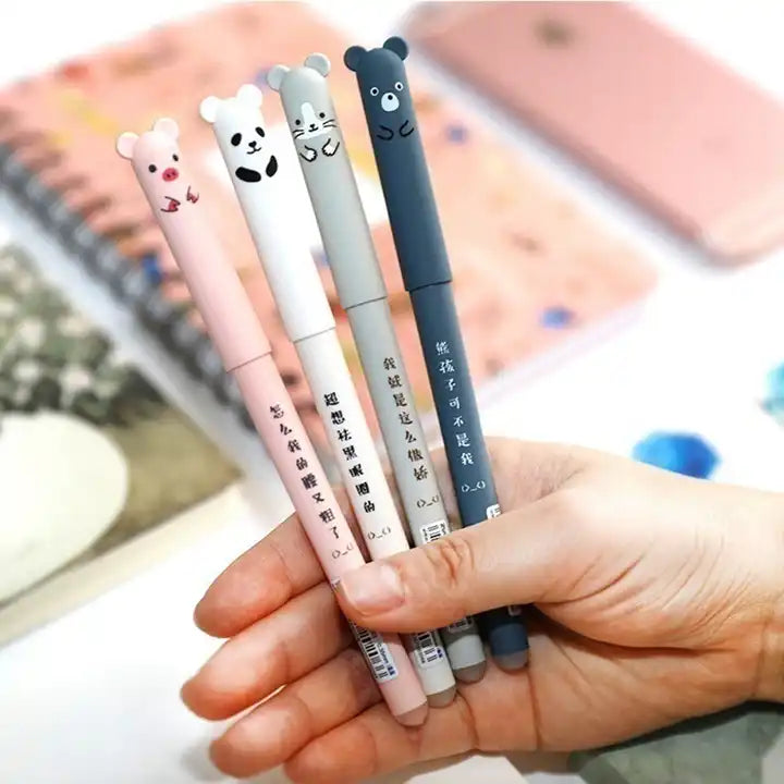 Set 4 Pixuri cu Cerneală Care Se Șterge - Model Animaluțe cu Urechiușe