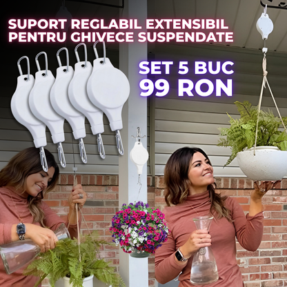 Set 5 Suport reglabil extensibil pentru ghivece suspendate